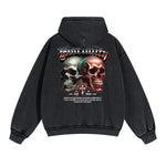 Skull Artwork Graphic Faded Hoodie-INNBLAC Fashion Apparel