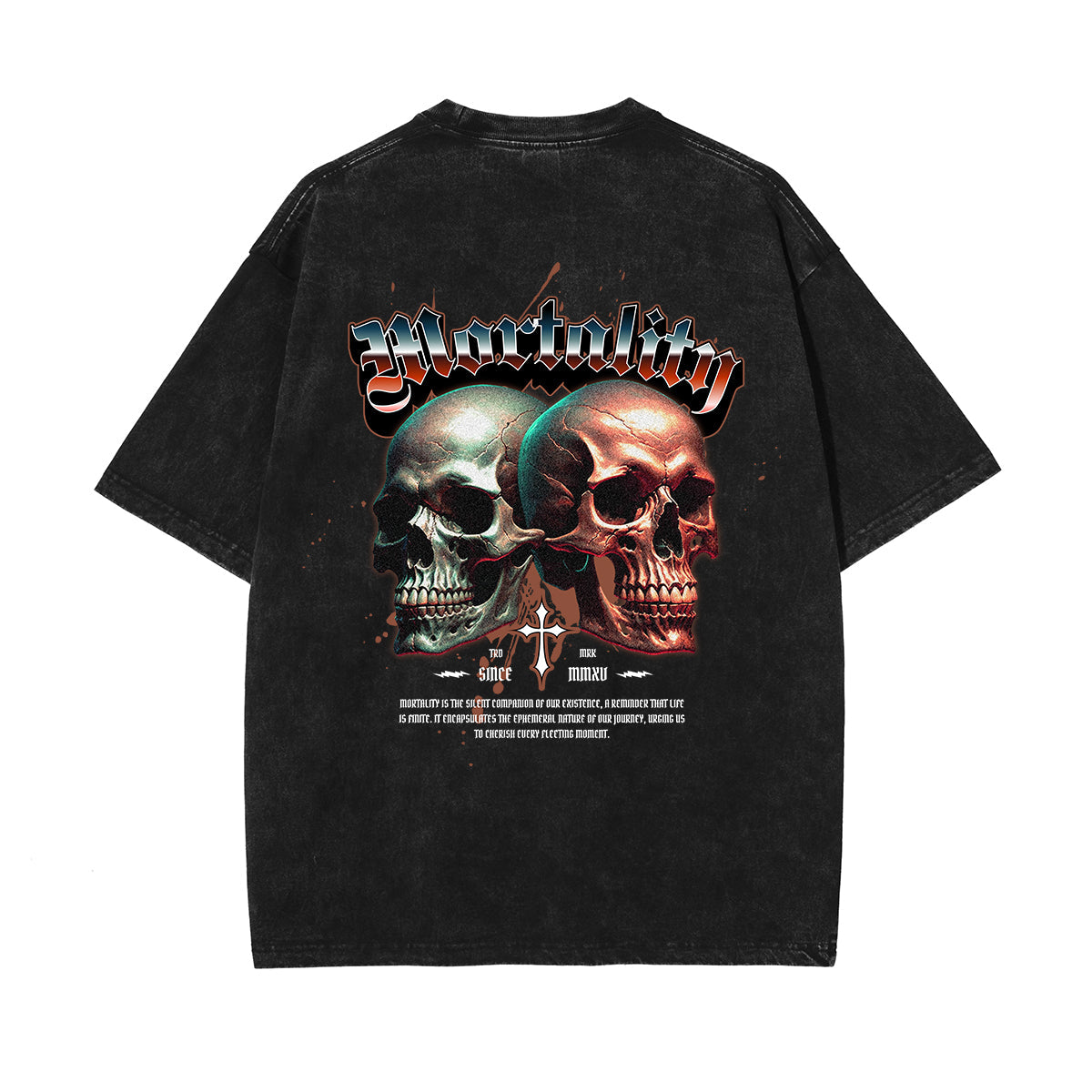 Skull Artwork Graphic Faded Tee-INNBLAC Fashion Apparel