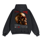 Skull Artwork Graphic Faded Hoodie-INNBLAC Fashion Apparel