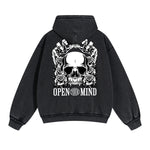 Skull Artwork Graphic Faded Hoodie-INNBLAC Fashion Apparel