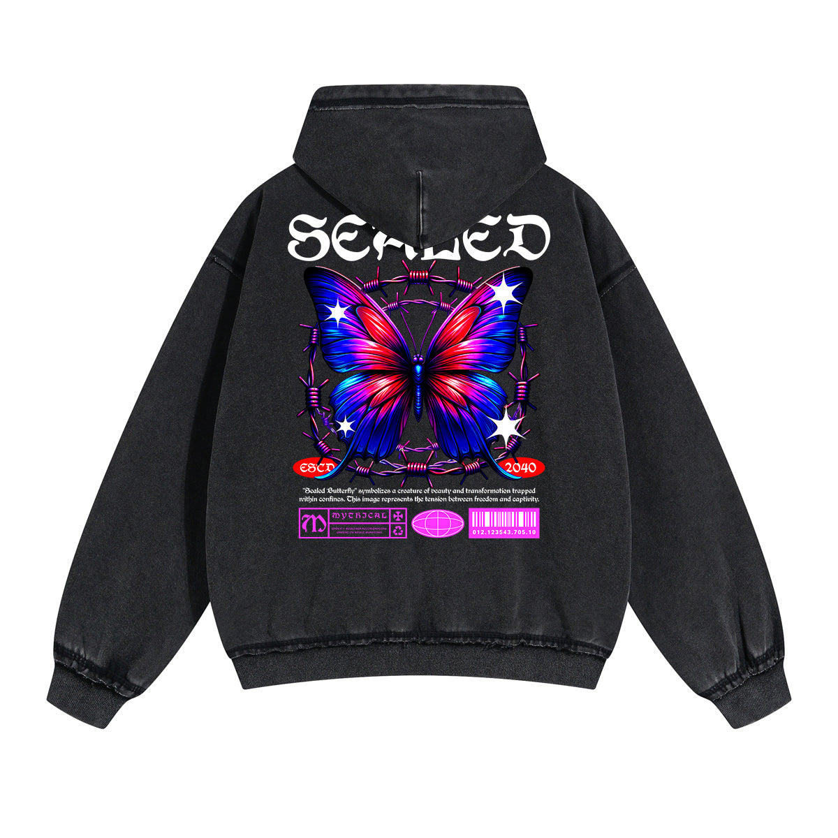 Gothic Butterfly Back Print Hoodie-INNBLAC Fashion Apparel