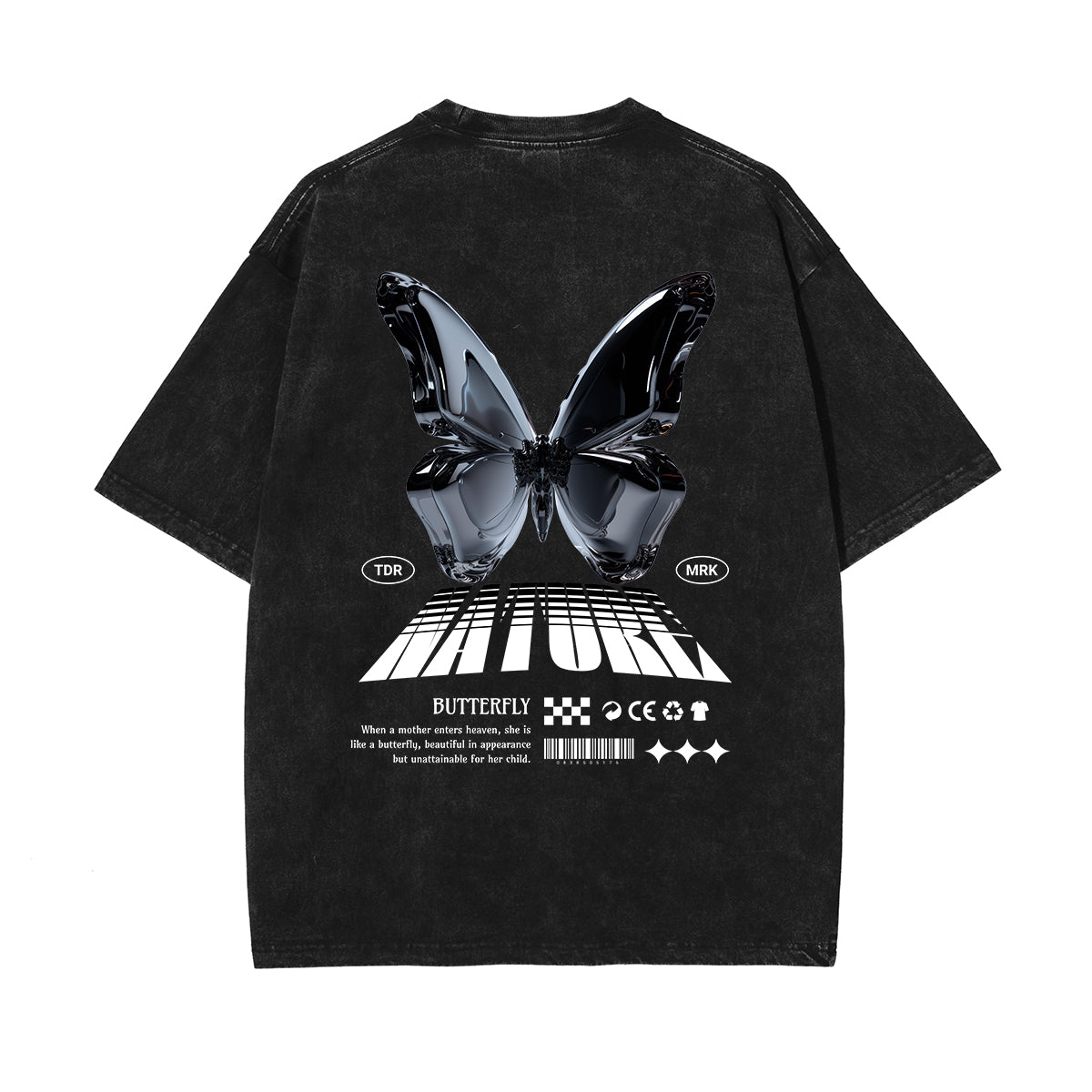 Butterfly Graphic Stone Wash Tee-INNBLAC Fashion Apparel