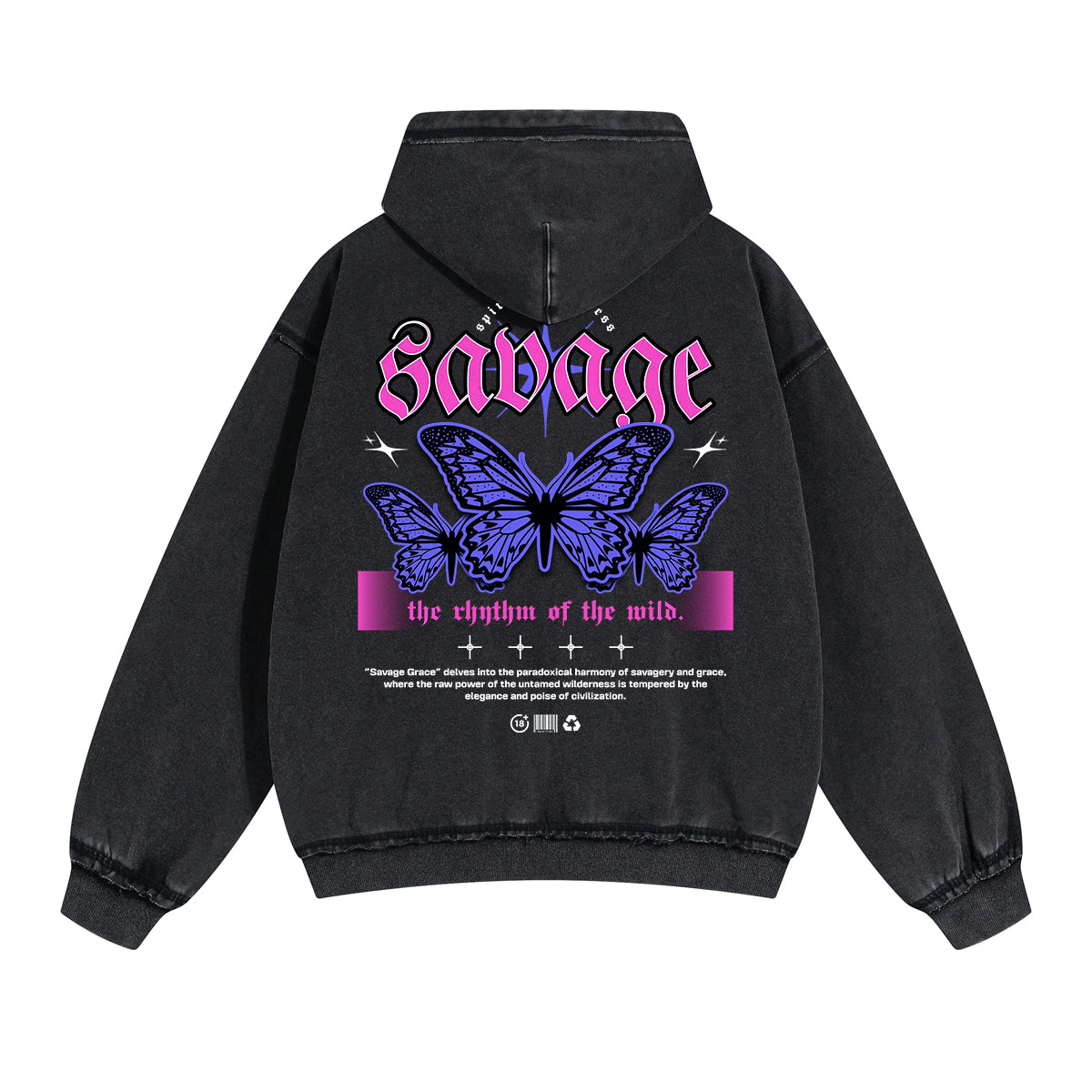 Butterfly Graphic Double Slider Zip Hoodie-INNBLAC Fashion Apparel