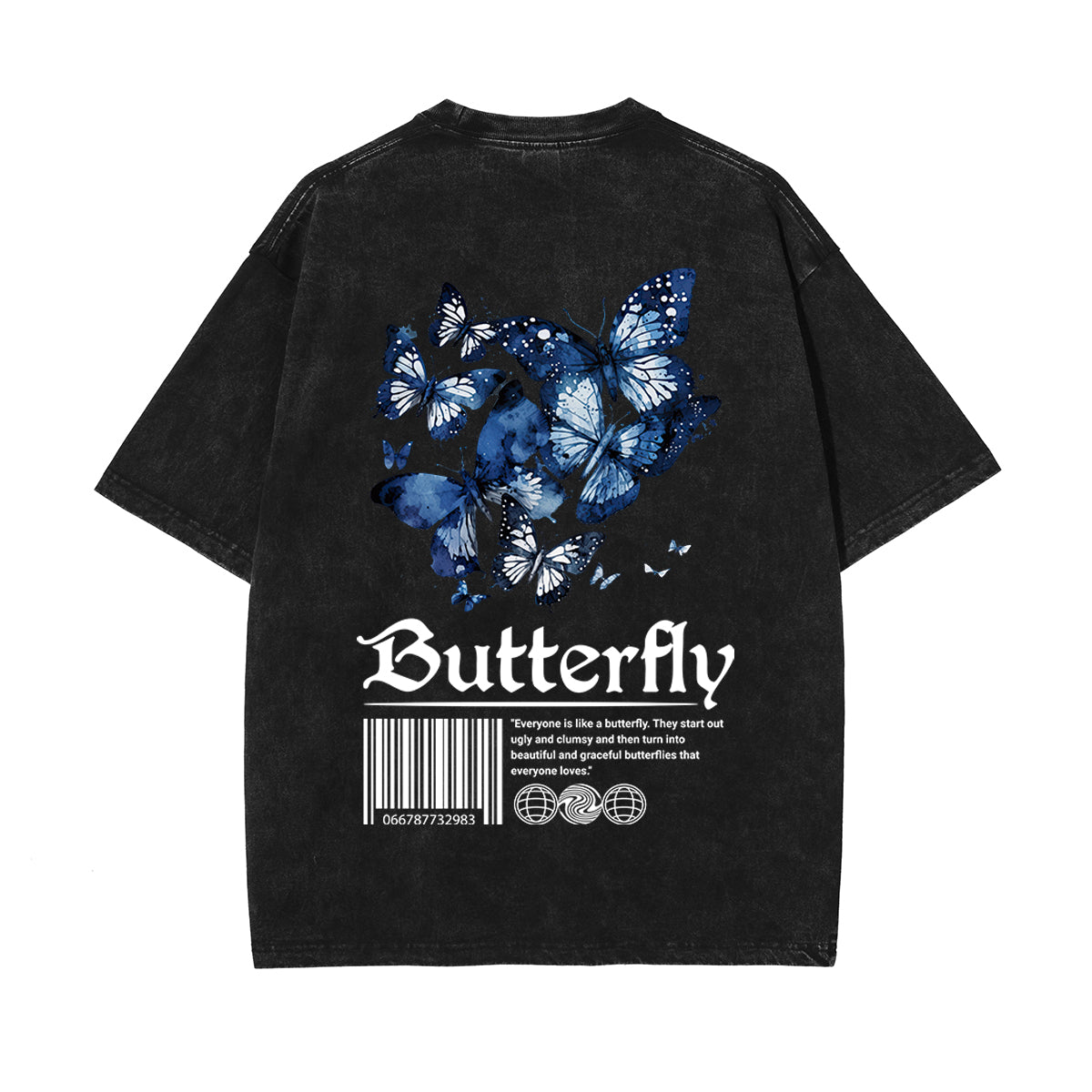 Vintage Washed Butterfly Printed Tee-INNBLAC Fashion Apparel