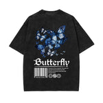 Vintage Washed Butterfly Printed Tee-INNBLAC Fashion Apparel