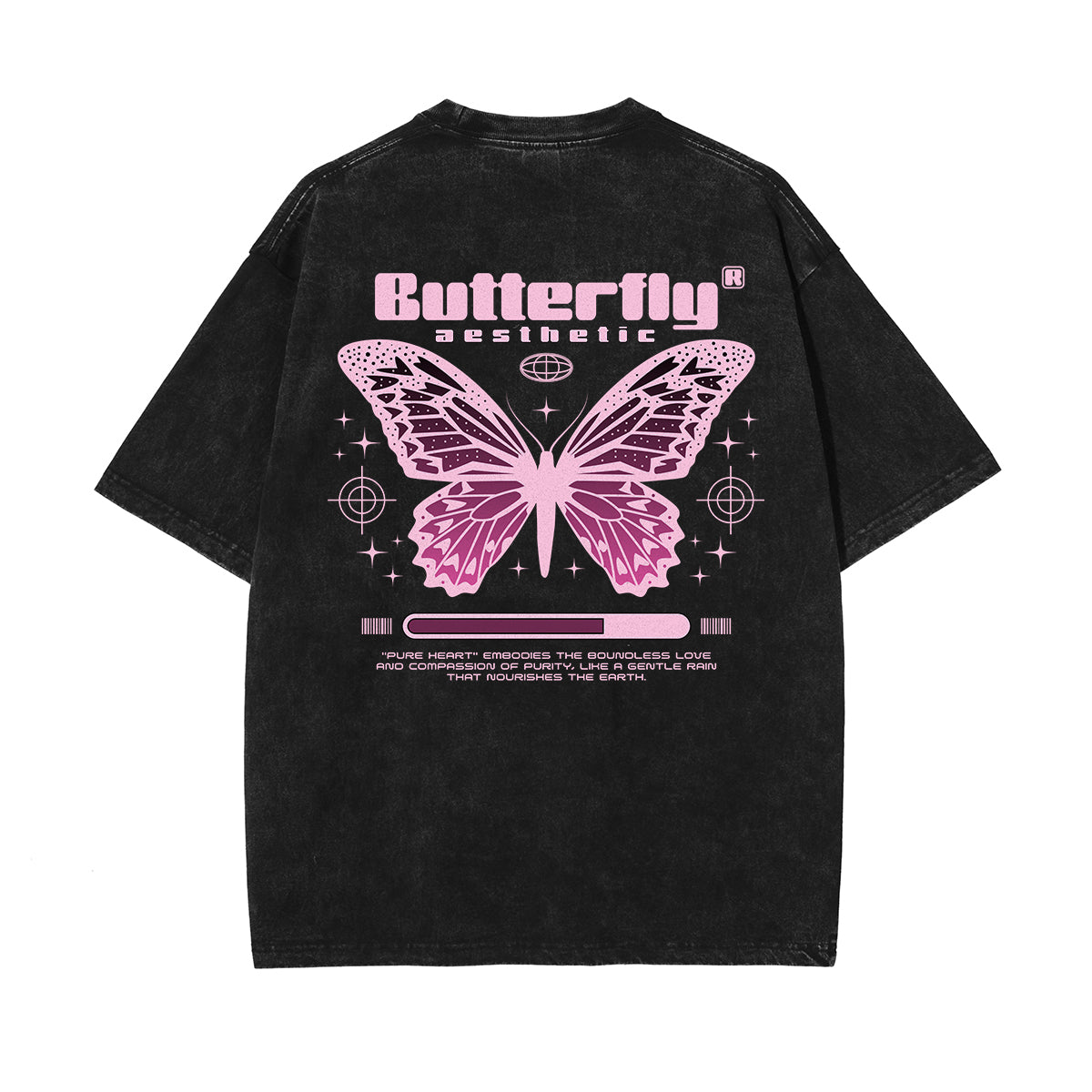 Vintage Washed Butterfly Printed Tee-INNBLAC Fashion Apparel