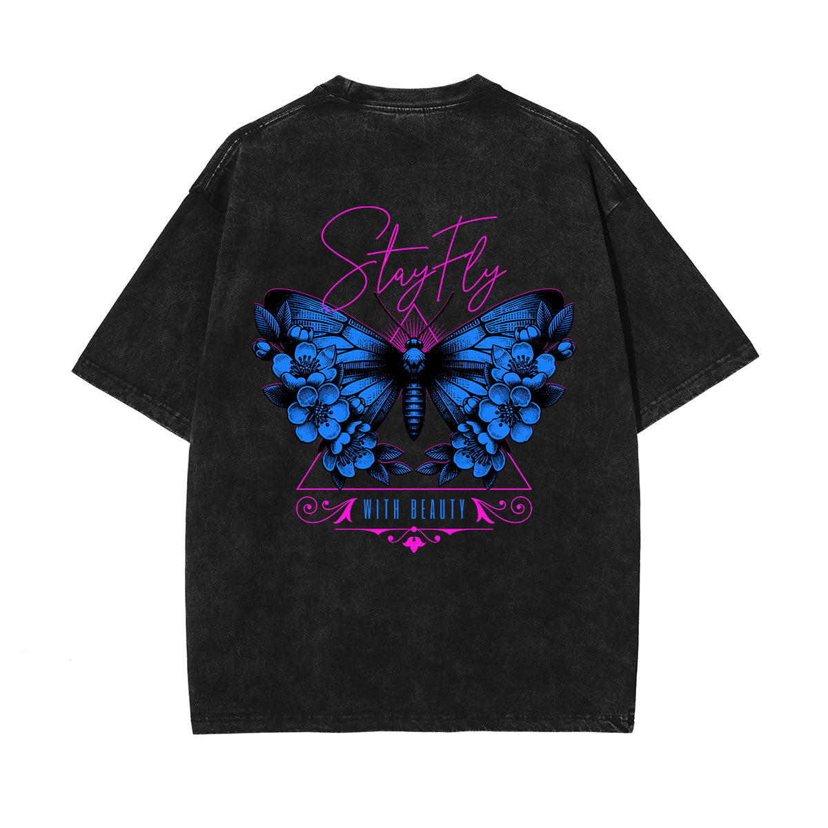 Vintage Washed Butterfly Printed Tee-INNBLAC Fashion Apparel