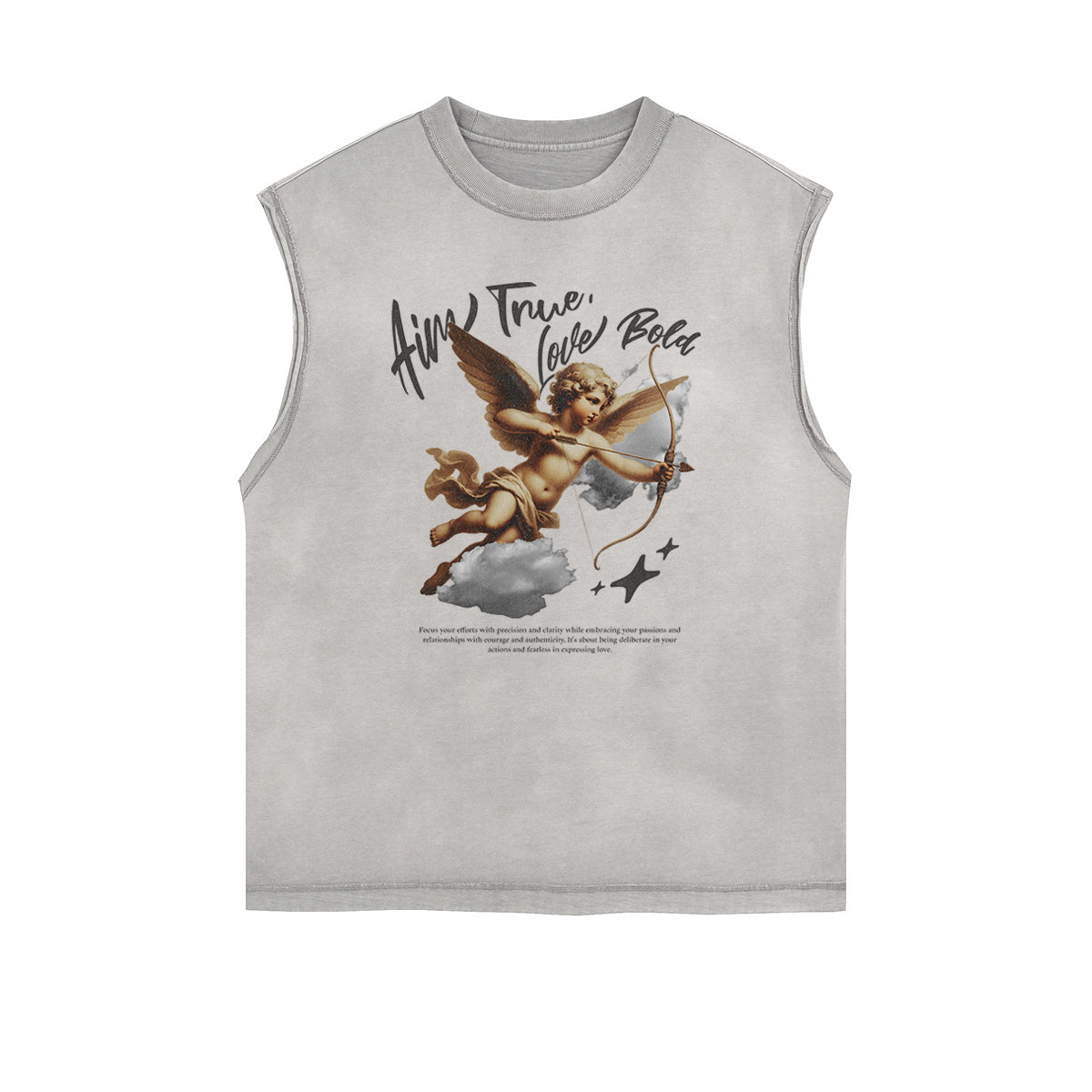 Gray Cute Cupid Cartoon Graphic Sleeveless Tee