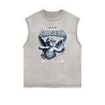 Gray Cute Cupid Cartoon Graphic Sleeveless Tee