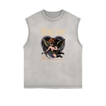 Gray Cute Cupid Cartoon Graphic Sleeveless Tee