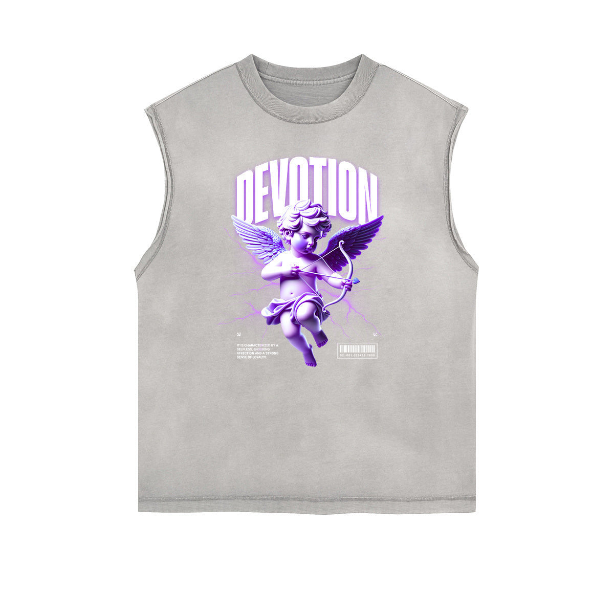 Gray Cute Cupid Cartoon Graphic Sleeveless Tee