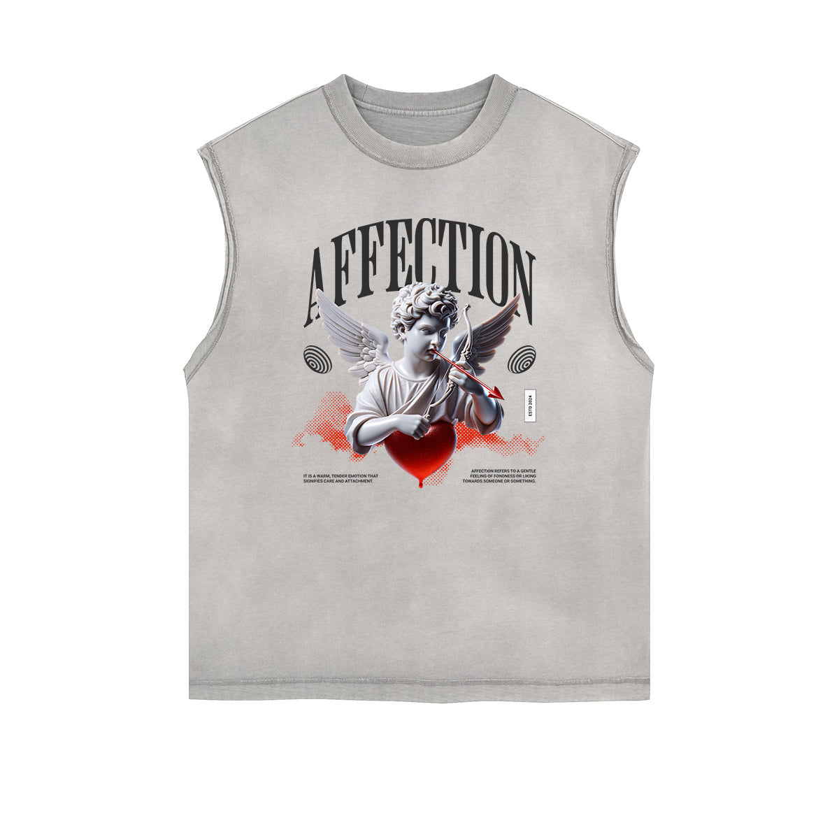 Gray Cute Cupid Cartoon Graphic Sleeveless Tee