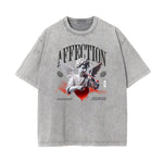 Gray Cute Cupid Cartoon Graphic Tee