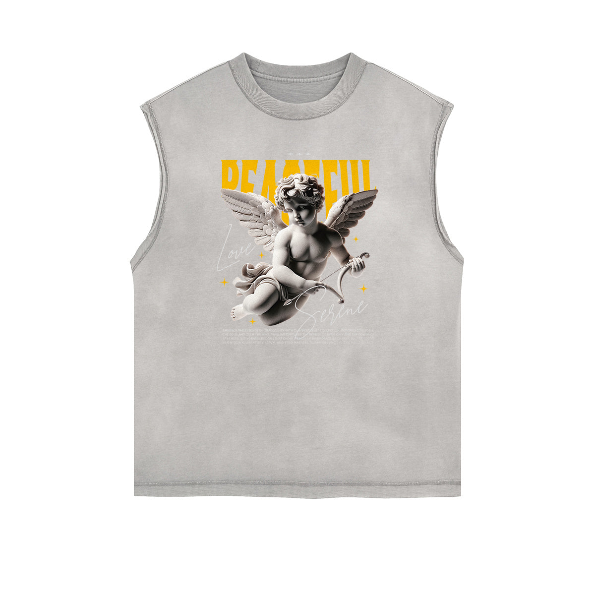 Gray Cute Cupid Cartoon Graphic Sleeveless Tee