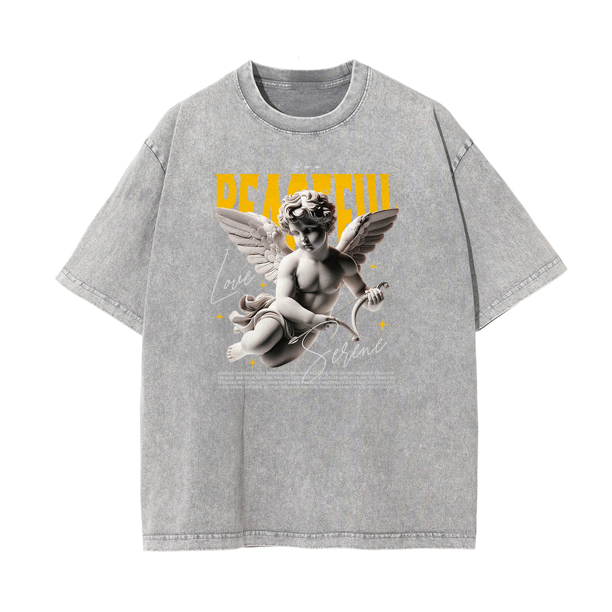 Gray Cute Cupid Cartoon Graphic Tee