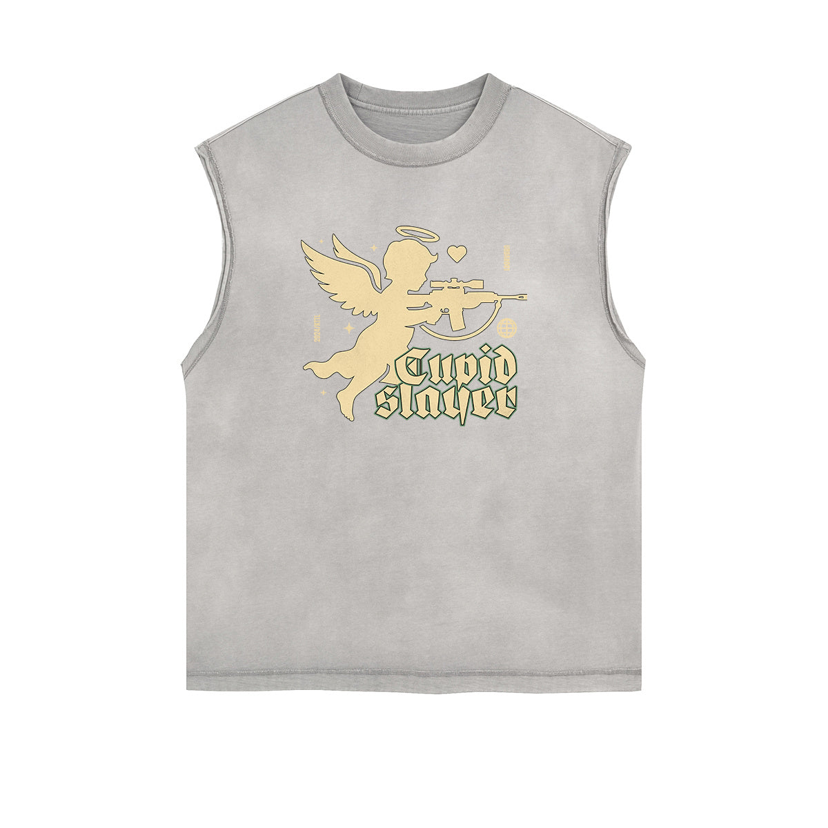 Gray Cute Cupid Cartoon Graphic Sleeveless Tee