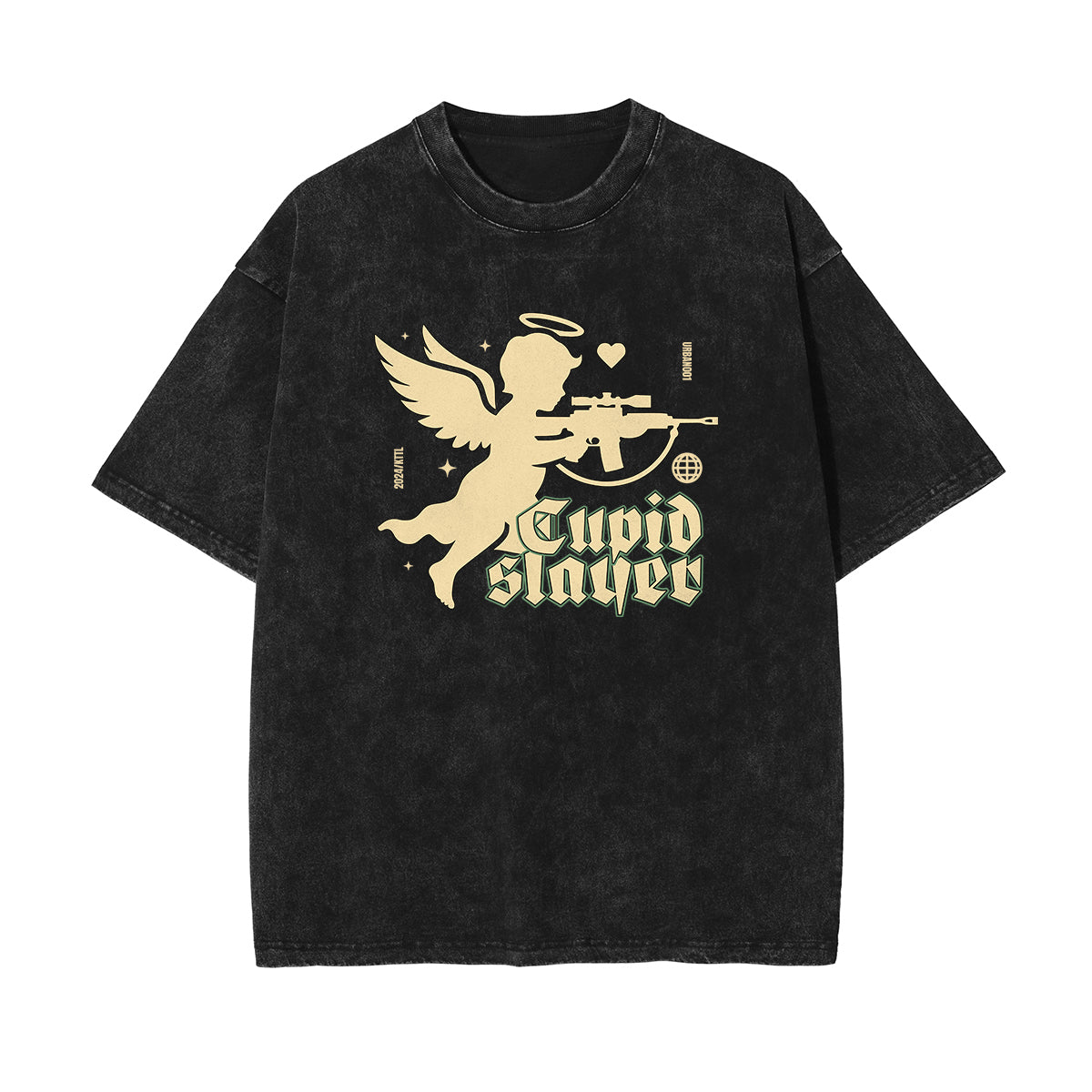 Stone Wash Cupid Angel Graphic Tee