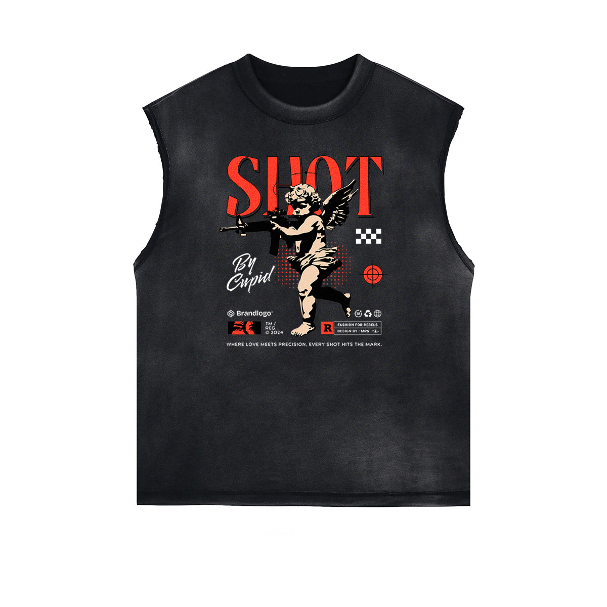 Cupid Sniper Graphic Sleeveless Tee