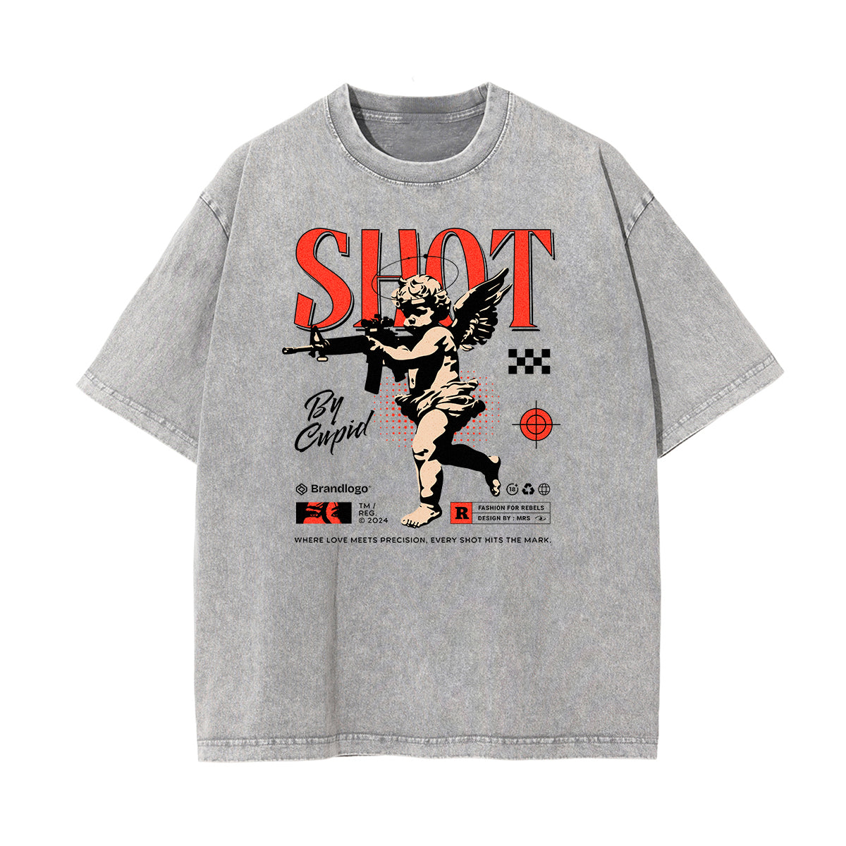 Washed Faded Cupid Sniper Graphic Tee