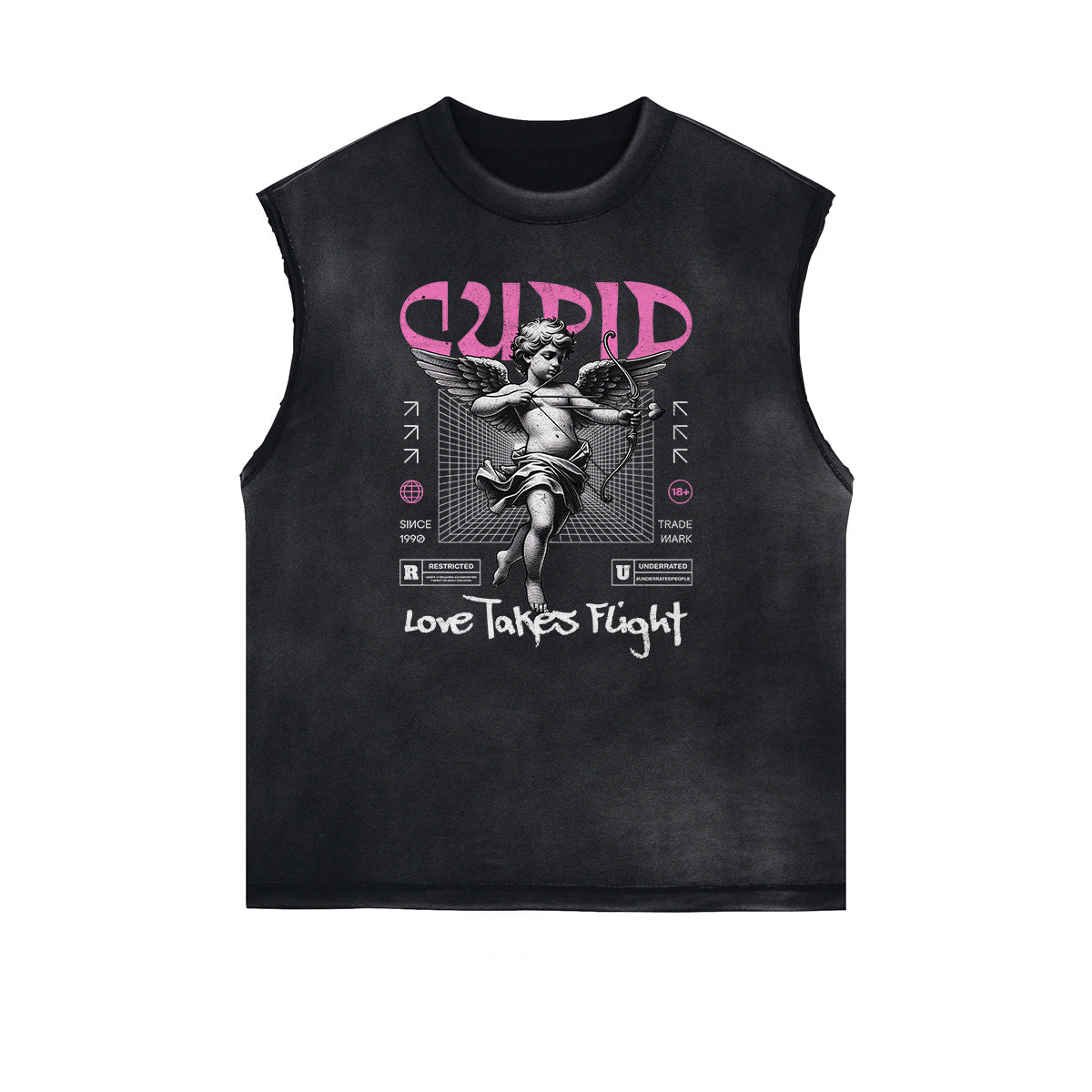 Camiseta sin mangas con estampado de francotirador Cupid Stone Wash