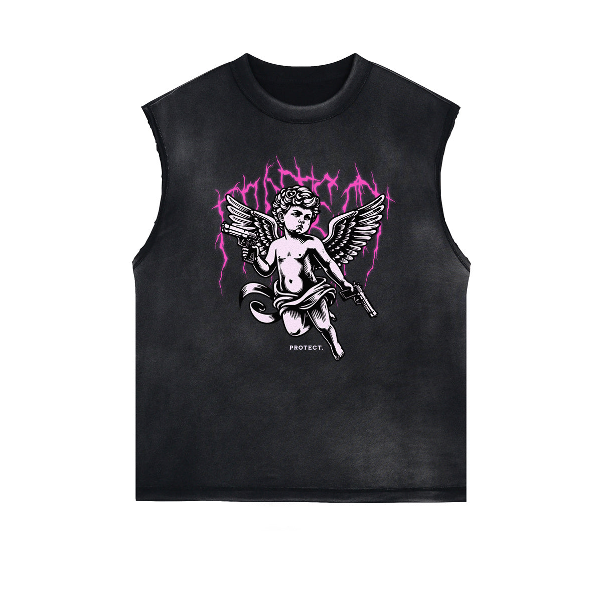 Camiseta sin mangas con estampado de francotirador Cupid Stone Wash