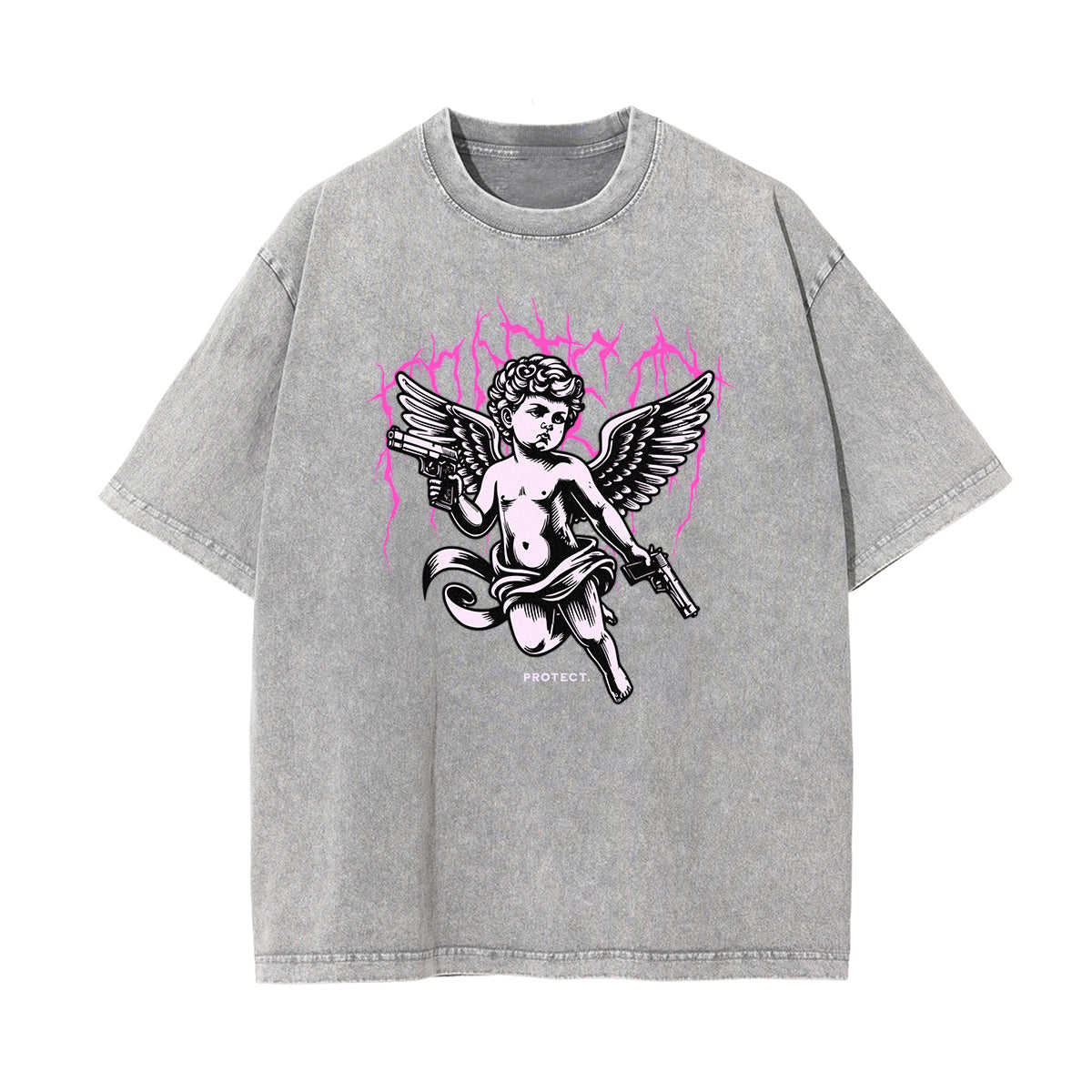 Stone Wash Cupid Sniper Streetwear Tee