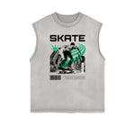 Sleeveless Faded Streetwear T Shirt