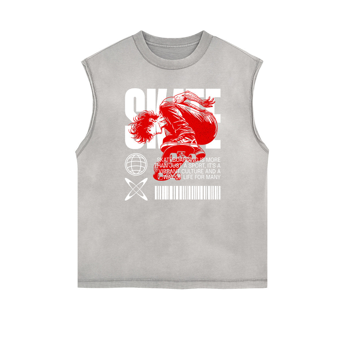 Sleeveless Faded Streetwear T Shirt