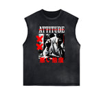 Black Faded Rebel Graphic Tank Top