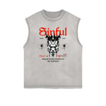 Sleeveless Faded Streetwear T Shirt