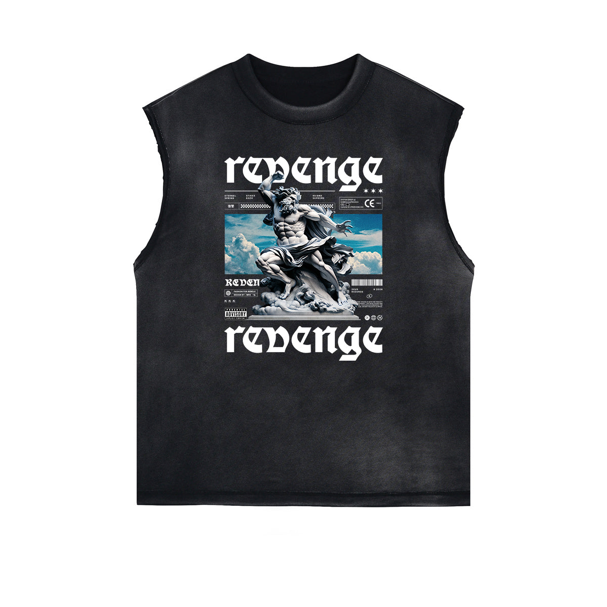 Black Faded Rebel Graphic Tank Top