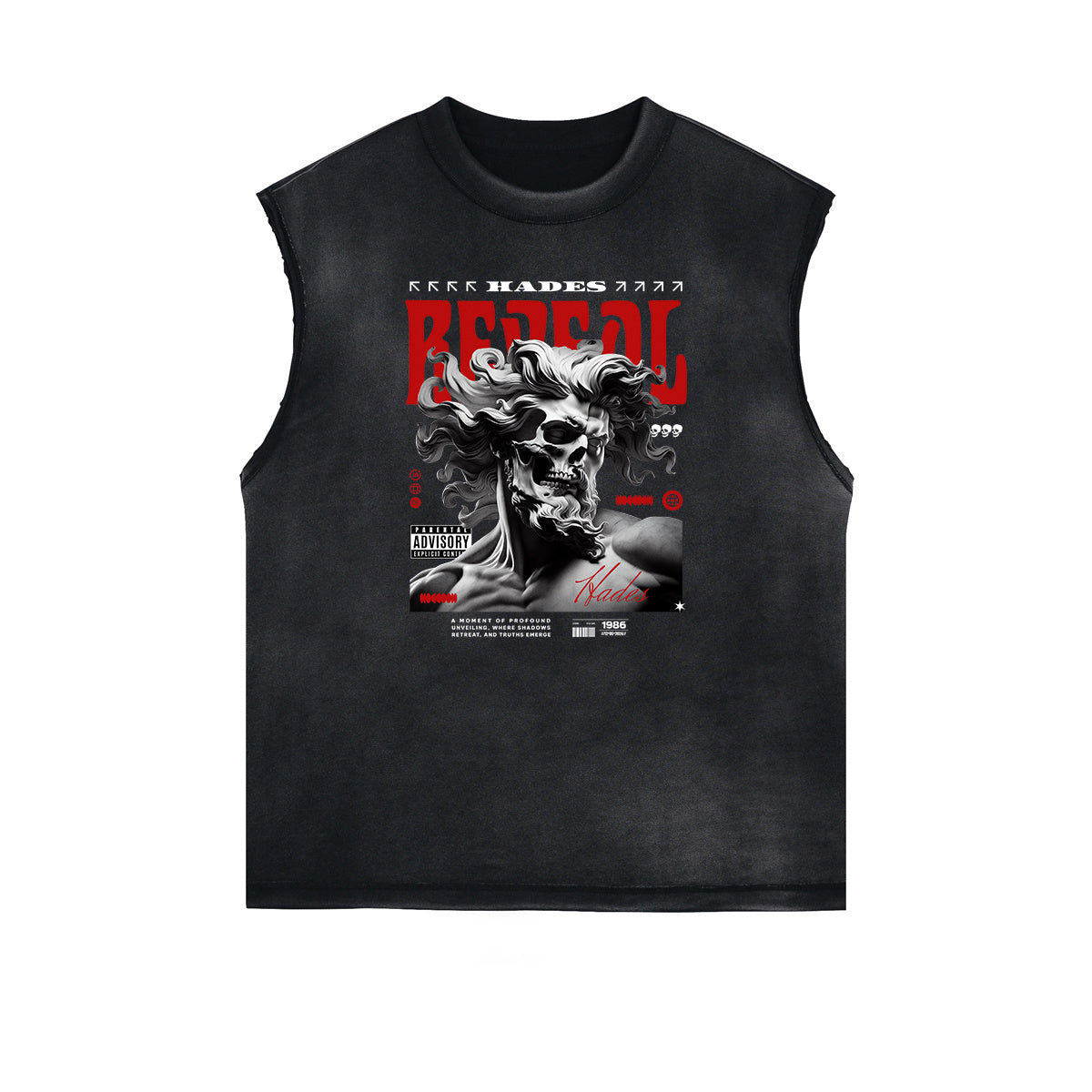 Black Faded Rebel Graphic Tank Top