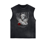 Black Faded Rebel Graphic Tank Top