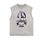 Sleeveless Faded Streetwear T Shirt