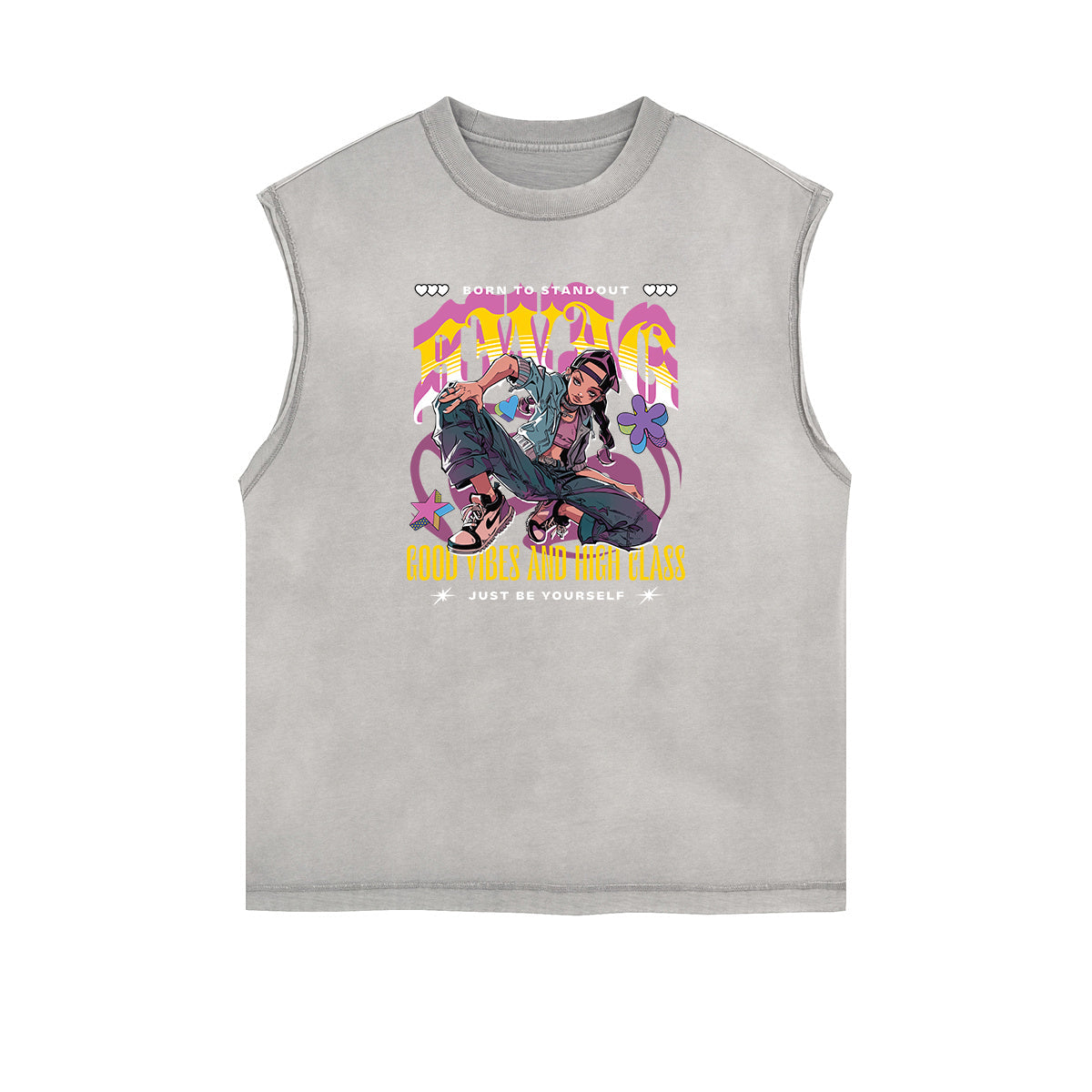 Sleeveless Street Art Abstract Graphic Tee