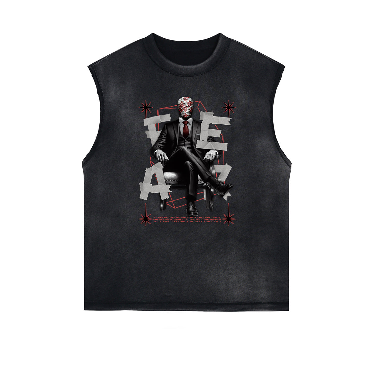 Sleeveless Washed Street Style Graphic T Shirt