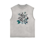 Stone Wash Streetwear Pattern Tank Top