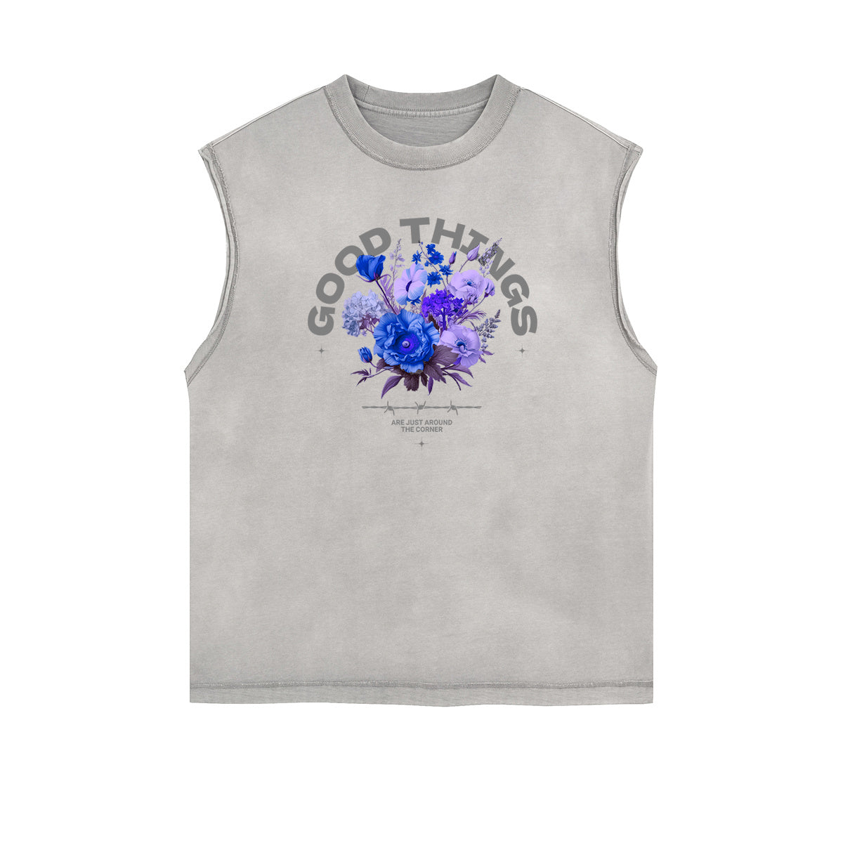 Stone Wash Streetwear Pattern Tank Top