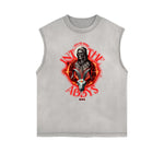 Stone Wash Streetwear Pattern Tank Top