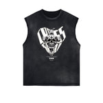 Sleeveless Washed Street Style Graphic T Shirt