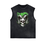 Sleeveless Washed Street Style Graphic T Shirt