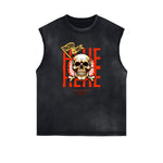 Sleeveless Washed Street Style Graphic T Shirt