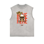 Stone Wash Streetwear Pattern Tank Top