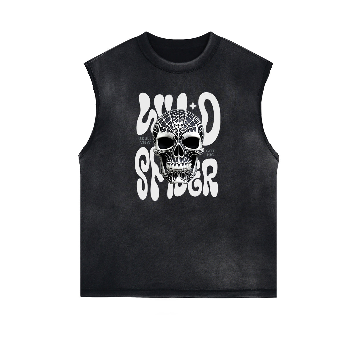 Sleeveless Washed Street Style Graphic T Shirt