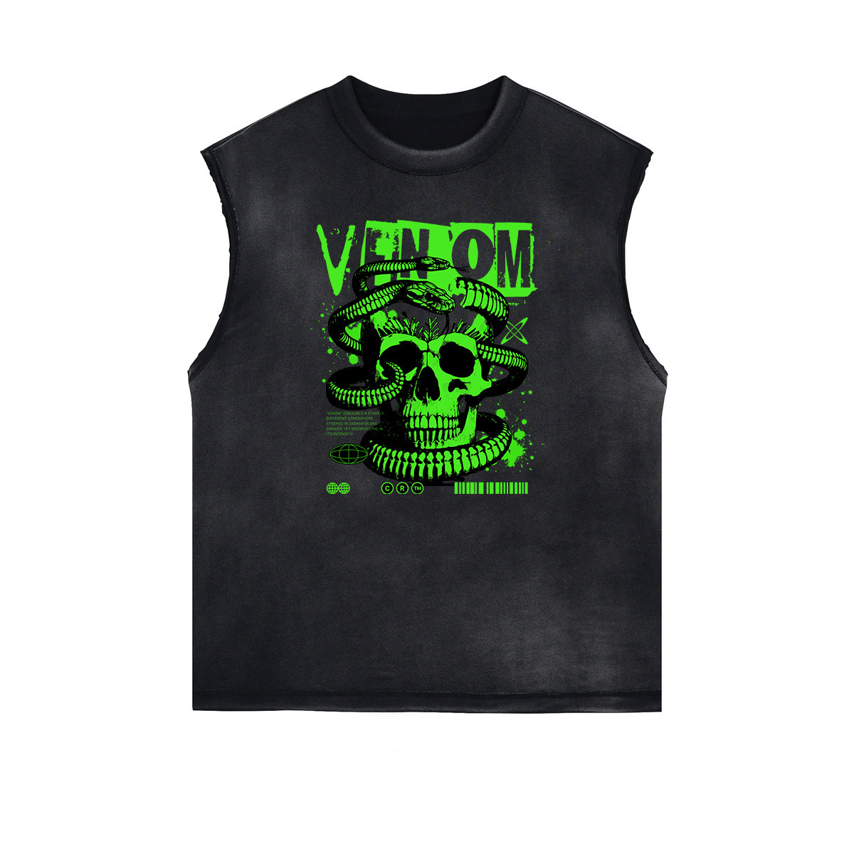 Sleeveless Washed Street Style Graphic T Shirt