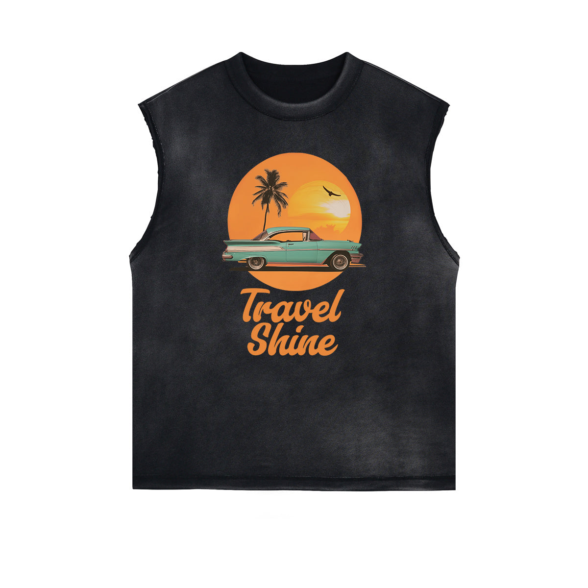 Washed Faded Street Style Pattern Tank Top