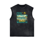 Washed Faded Street Style Pattern Tank Top