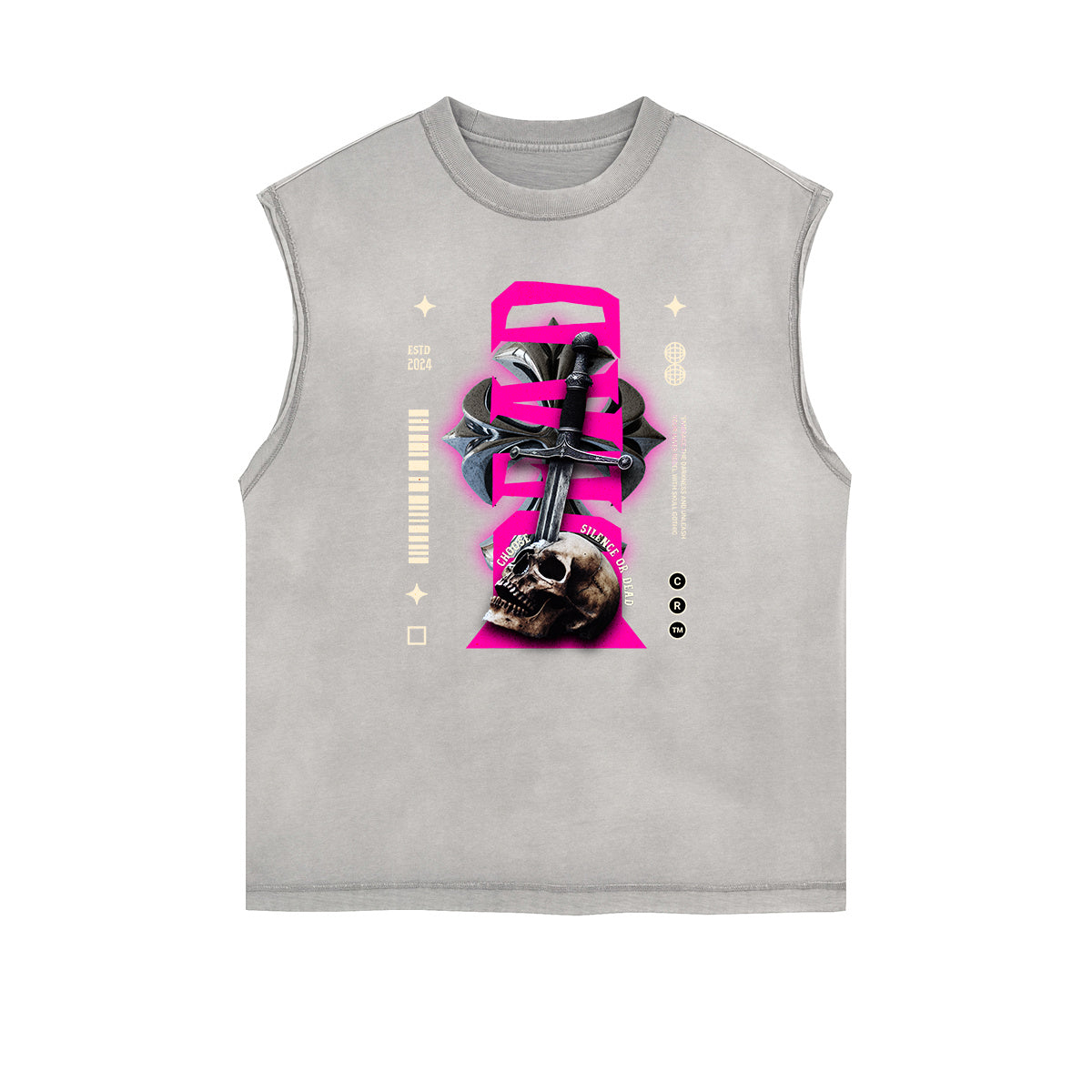 Sleeveless Stone Wash Streetwear Graphic Tee