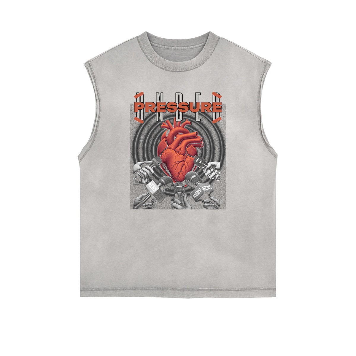 Sleeveless Stone Wash Streetwear Graphic Tee