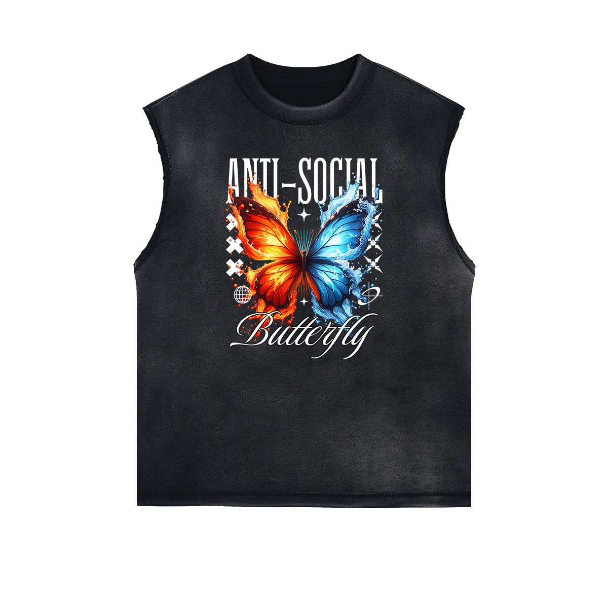 Sleeveless Street Style Abstract Pattern T Shirt